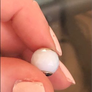 Pandora white opalescent geometric facet charm